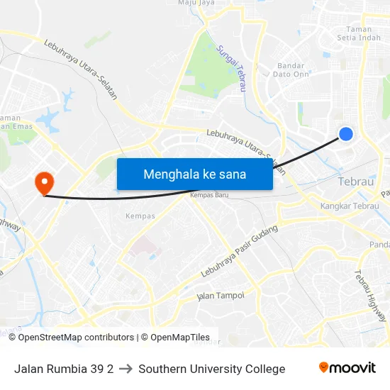 Jalan Rumbia 39 2 to Southern University College map