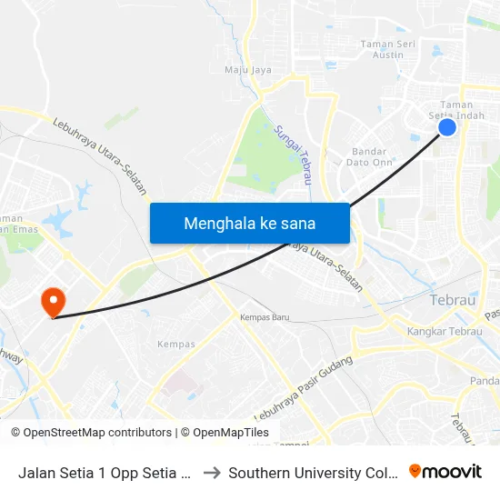 Jalan Setia 1 Opp Setia Park to Southern University College map