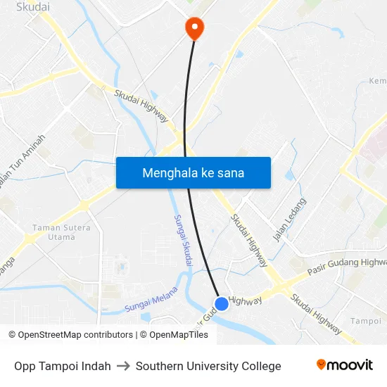 Opp Tampoi Indah to Southern University College map
