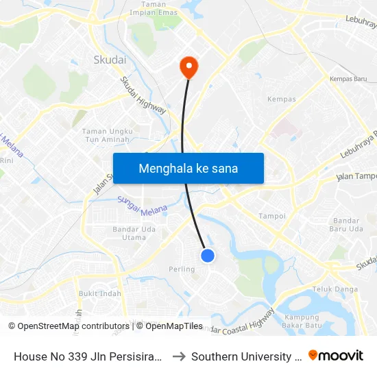House No 339 Jln Persisiran Perling 1 to Southern University College map