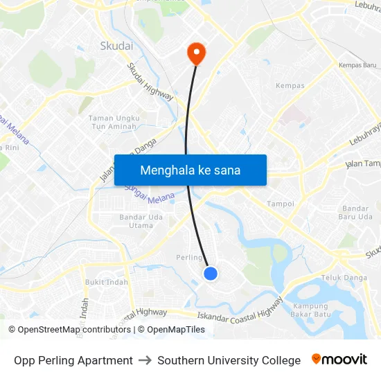 Opp Perling Apartment to Southern University College map