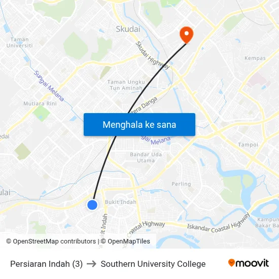 Persiaran Indah (3) to Southern University College map