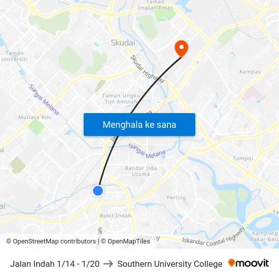 Jalan Indah 1/14 - 1/20 to Southern University College map
