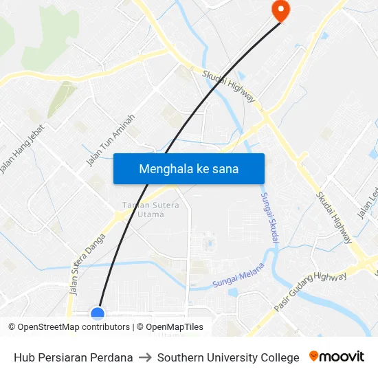 Hub Persiaran Perdana to Southern University College map