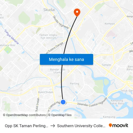 Opp SK Taman Perling 3 to Southern University College map