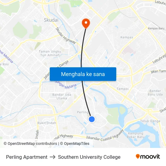 Perling Apartment to Southern University College map