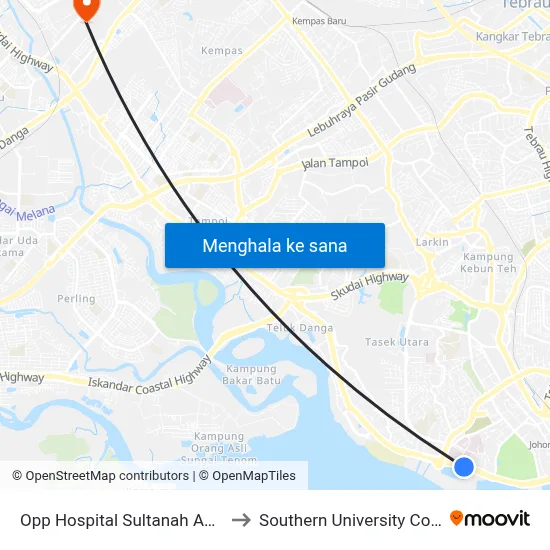 Opp Hospital Sultanah Aminah to Southern University College map