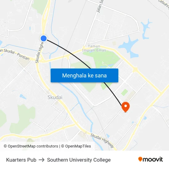 Kuarters Pub to Southern University College map
