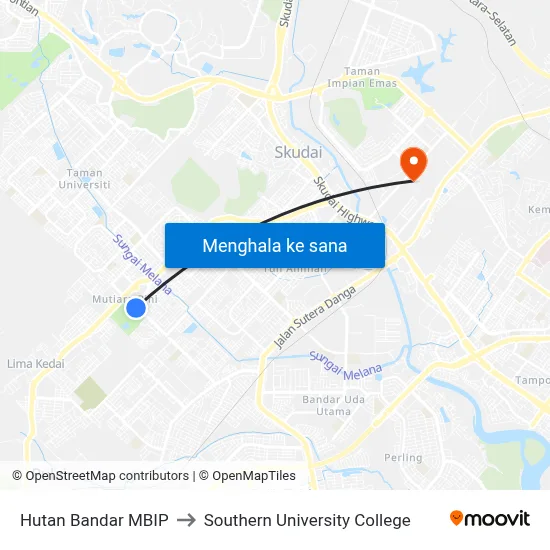 Hutan Bandar MBIP to Southern University College map