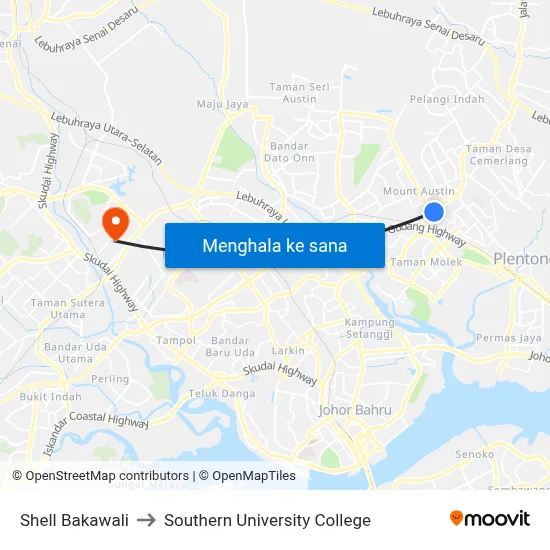 Shell Bakawali to Southern University College map