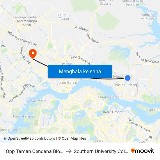 Opp Taman Cendana Blok 10 to Southern University College map
