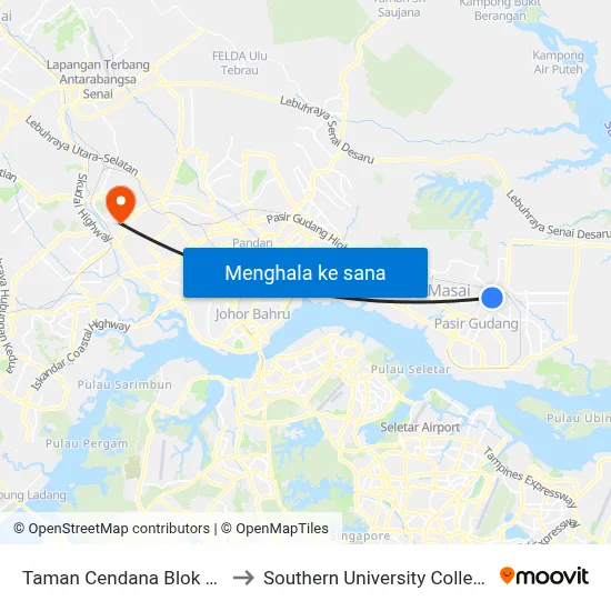 Taman Cendana Blok 34 to Southern University College map