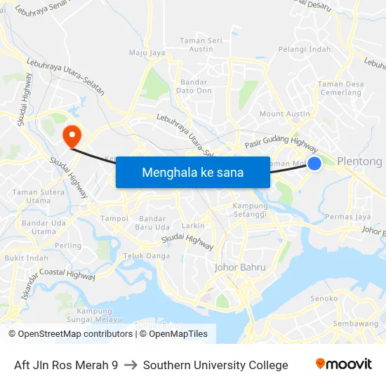 Aft Jln Ros Merah 9 to Southern University College map