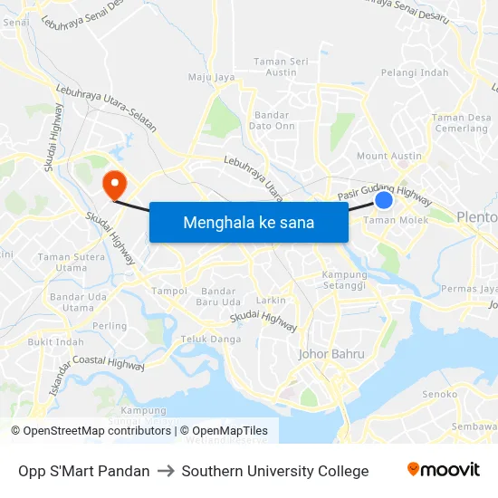 Opp S'Mart Pandan to Southern University College map