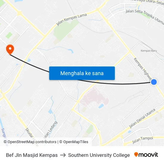 Bef Jln Masjid Kempas to Southern University College map