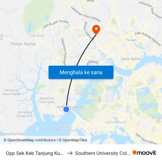 Opp Sek Keb Tanjung Kupang to Southern University College map