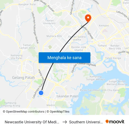 Newcastle University Of Medicine (Malaysia) to Southern University College map