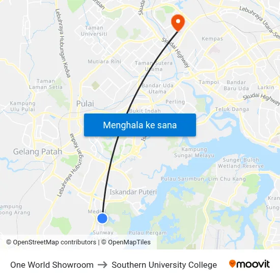 One World Showroom to Southern University College map