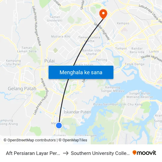 Aft Persiaran Layar Perak to Southern University College map