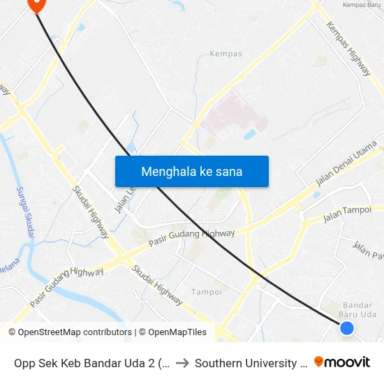 Opp Sek Keb Bandar Uda 2 (0002930) to Southern University College map