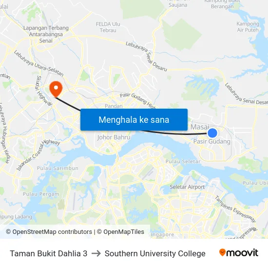Taman Bukit Dahlia 3 to Southern University College map