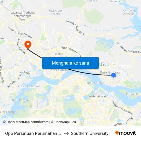Opp Persatuan Perumahan Bukit Jati to Southern University College map