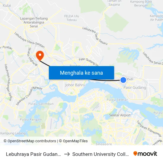 Lebuhraya Pasir Gudang 1 to Southern University College map