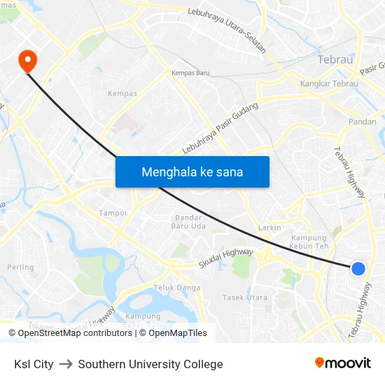 Ksl City to Southern University College map