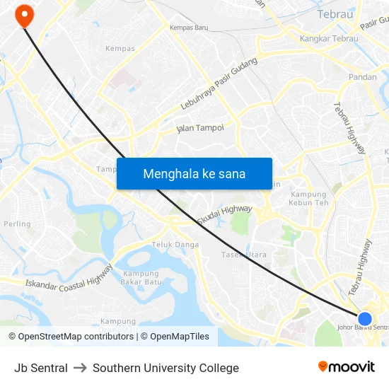 Jb Sentral to Southern University College map