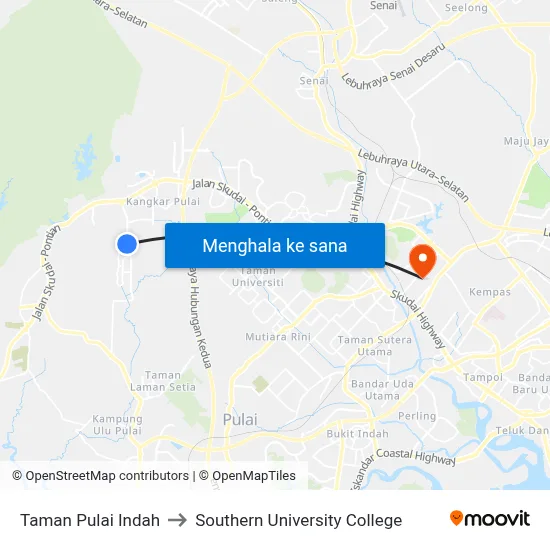 Taman Pulai Indah to Southern University College map