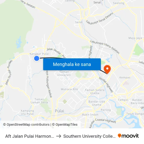Aft Jalan Pulai Harmoni 3 to Southern University College map
