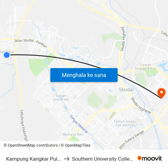 Kampung Kangkar Pulai to Southern University College map
