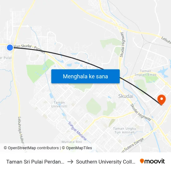 Taman Sri Pulai Perdana 2 to Southern University College map