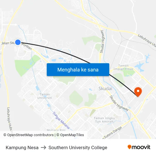 Kampung Nesa to Southern University College map