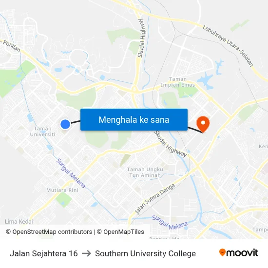 Jalan Sejahtera 16 to Southern University College map