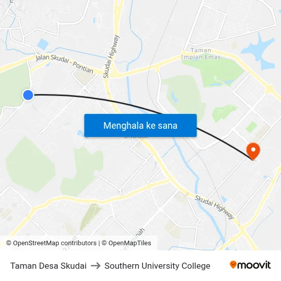 Taman Desa Skudai to Southern University College map