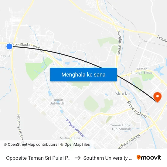 Opposite Taman Sri Pulai Perdana 2 to Southern University College map