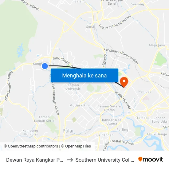 Dewan Raya Kangkar Pulai to Southern University College map