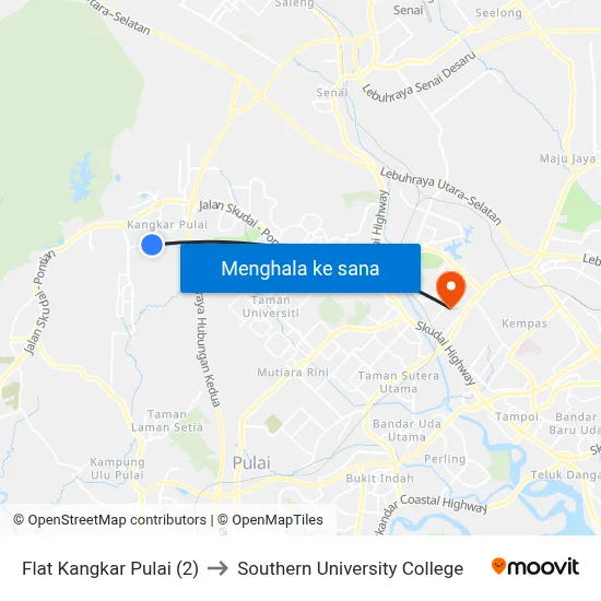 Flat Kangkar Pulai (2) to Southern University College map