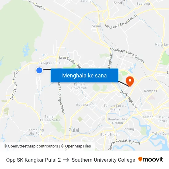 Opp SK Kangkar Pulai 2 to Southern University College map