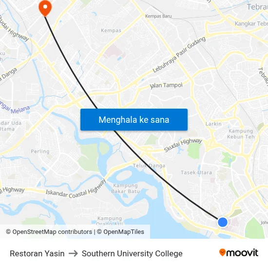 Restoran Yasin to Southern University College map