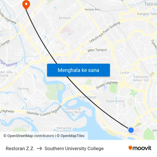 Restoran Z.Z. to Southern University College map