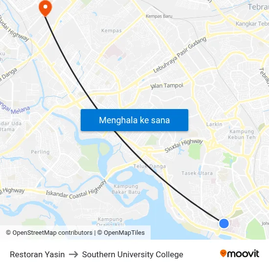 Restoran Yasin to Southern University College map