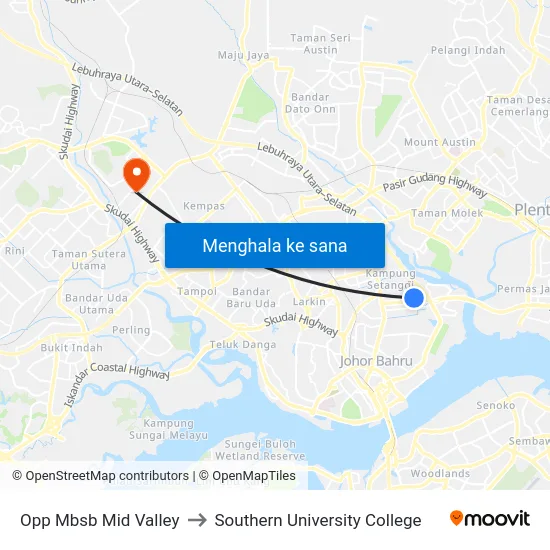 Opp Mbsb Mid Valley to Southern University College map