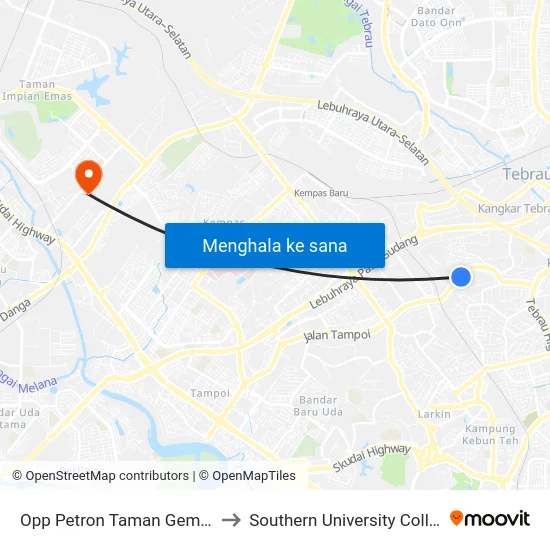 Opp Petron Taman Gembira to Southern University College map