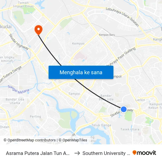 Asrama Putera Jalan Tun Abdul Razak to Southern University College map