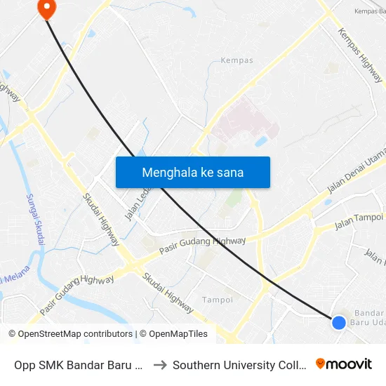 Opp SMK Bandar Baru Uda to Southern University College map