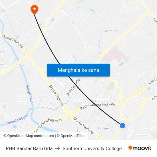 RHB Bandar Baru Uda to Southern University College map