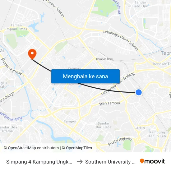 Simpang 4 Kampung Ungku Mohsin to Southern University College map