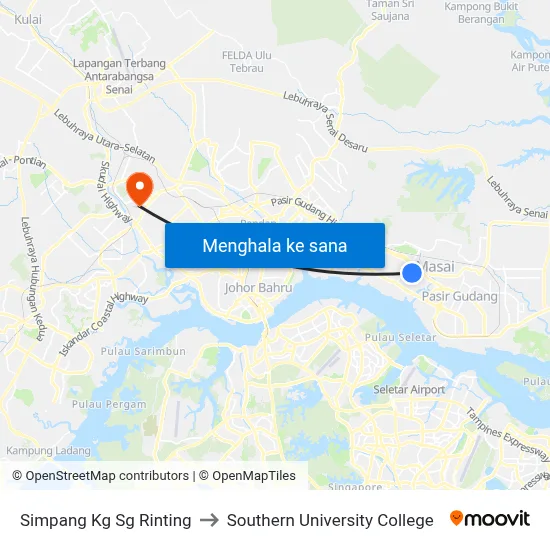 Simpang Kg Sg Rinting to Southern University College map